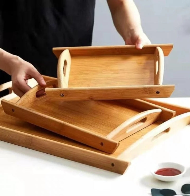 Wooden Tray Set 3pcs