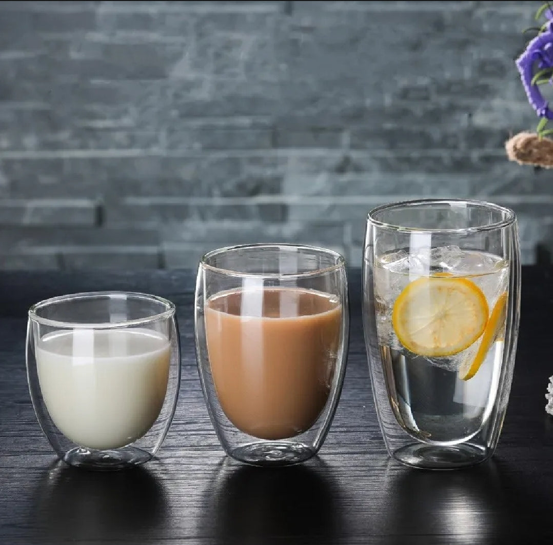 Classic Double Wall Glass Coffee Glass– Durable Heatproof Borosilicate