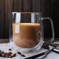 Classic Double Wall Glass Coffee Mug -Durable Heatproof Borosilicate Cup