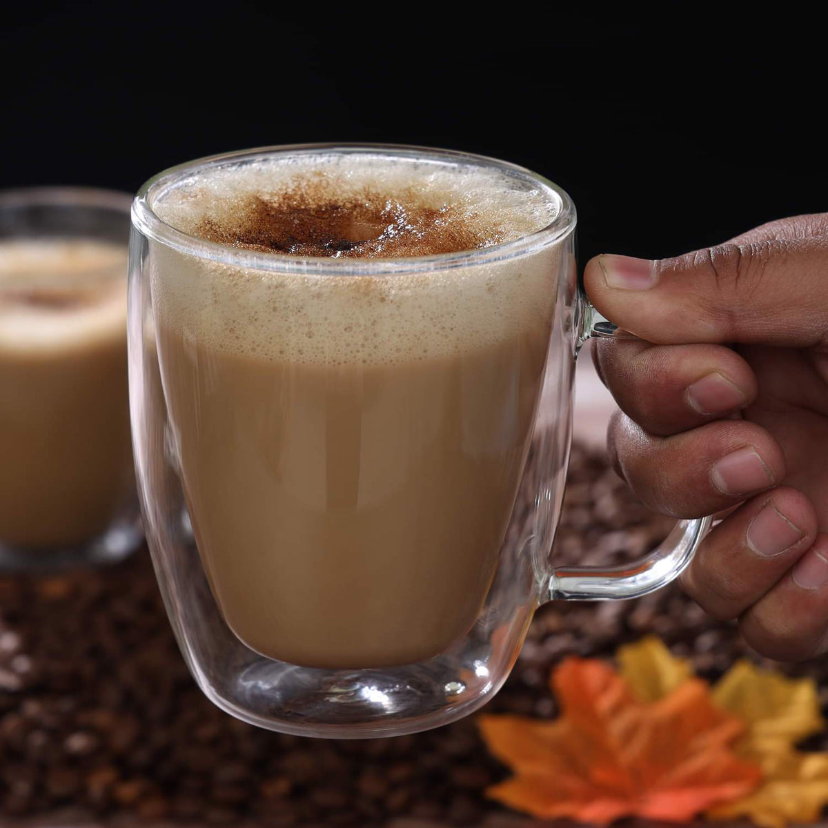 Classic Double Wall Glass Coffee Mug -Durable Heatproof Borosilicate Cup