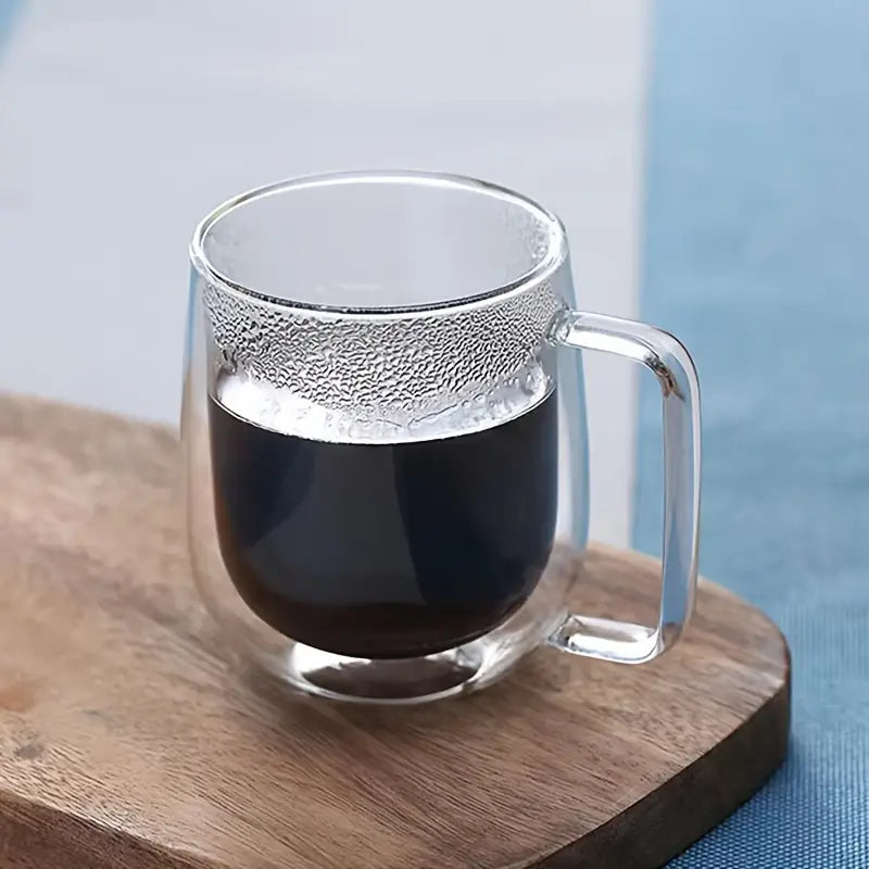 Classic Double Wall Glass Coffee Mug -Durable Heatproof Borosilicate Cup