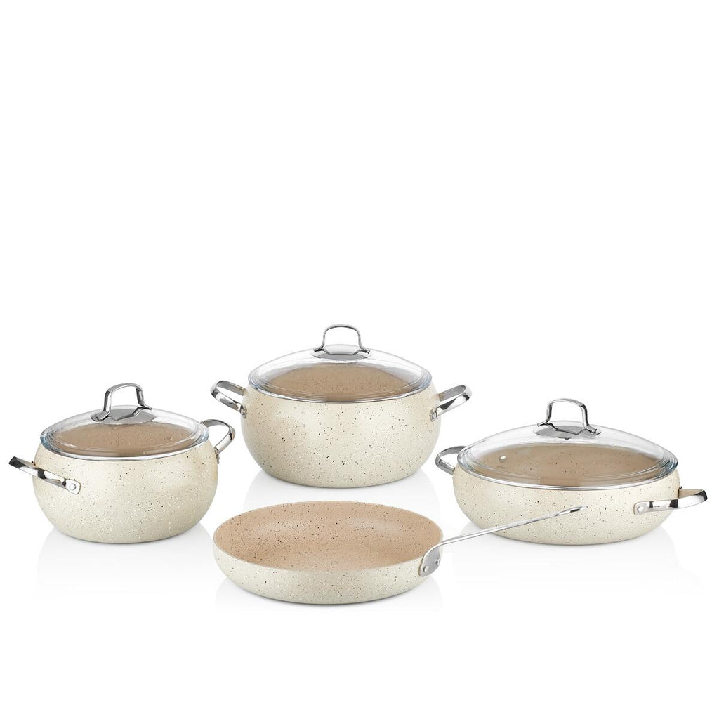 The Korkmaz A2656 Mondea 7Piece Cookware Set is a non-stick granite cookware